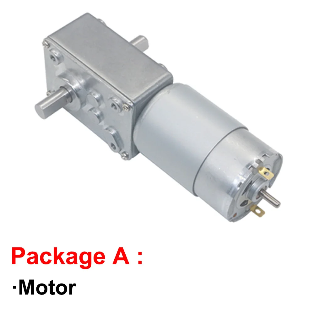 DC 12V 24V Worm Reduction Motor Low-Speed 12-470RPM High Torque All Metal Adjustable Speed Reversible Power-Off Self-Locking