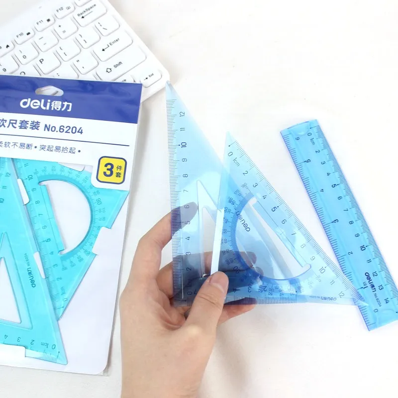 NEW Soft 15/20/30CM Straight Triangular Measure Multicolour Set Flexible Rulers DUAL SCALE Student Tape Office&School Stationery