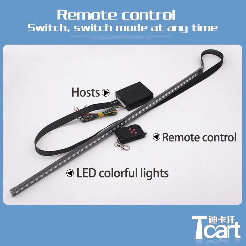 Tcact LED Strip Scan Knight Rider Led Lights With Remote Control RGB Ranger Lights model 54CM For Honda Civic 2016 2017 2018