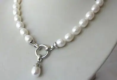 stunning big 10x12mm baroque white freshwater cultured pearl necklace Beads necklace earrings Set