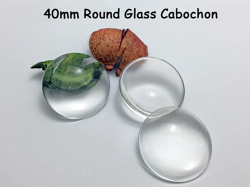 

10pcs/lot 40mm Round Flat Back Transparent Clear Crystal Glass Cabochon Cameo Domed DIY Charm Pendant Jewelry Findings