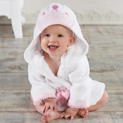 Hooyi-Serviette de bain couronne princesse pour enfants, couvertures pour nouveau-nés, peignoir bébé fille, serviettes de bain à capuche, manteau pyjama éponge MT