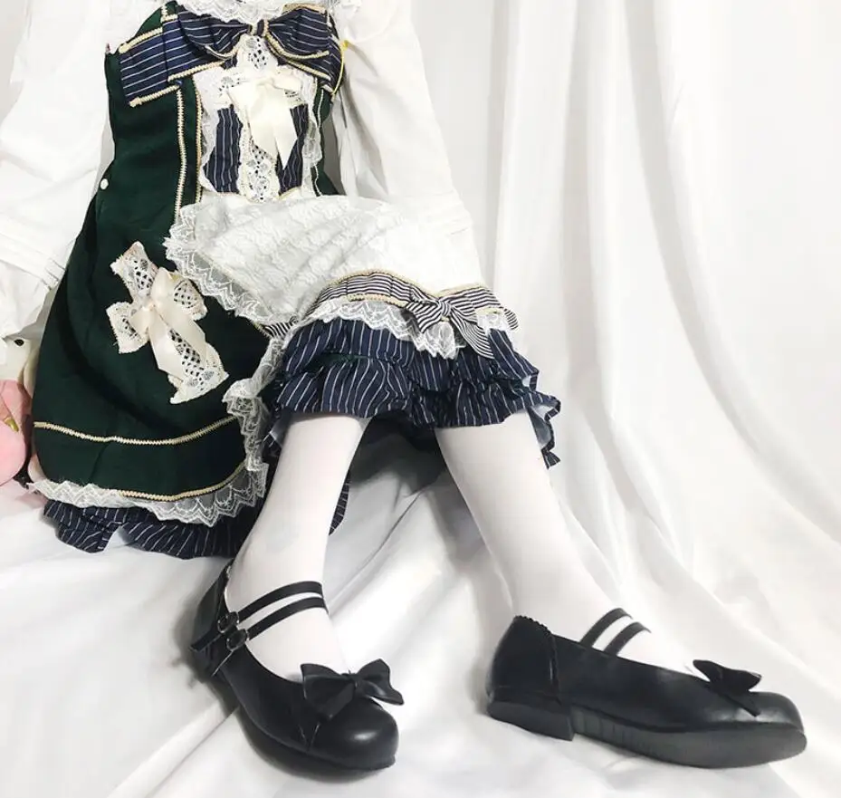 Strik Prinses Kawaii Meisje Vrouwen Schoenen Cos Jk Uniform 3 Kleuren Pu Lolita Schoenen Schattige Ronde Hoofd Student Mooie Loli schoenen