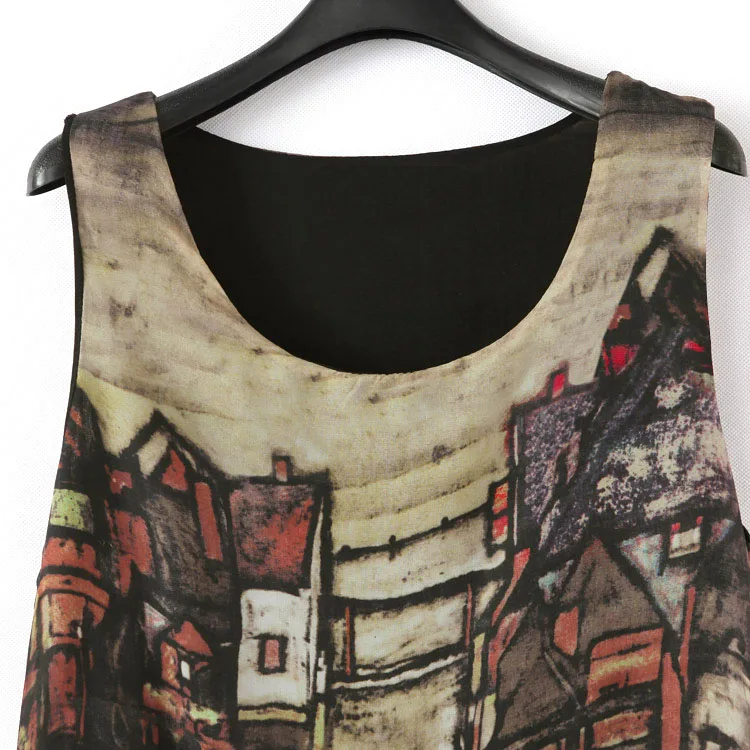 2023 Nieuwe Mode Zomer Vrouwen Sexy Lange Jurk Mouwloze O-Hals Vintage House Print Split Lady Losse Casual Jurken S-4XL-