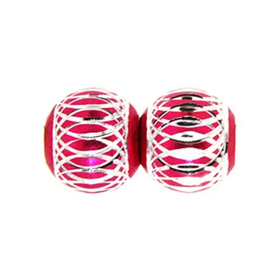 500 pcs fuchsia aluminium round spacer beads 12 mm