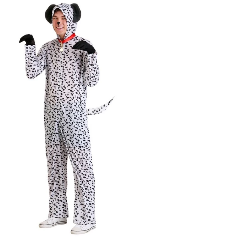 halloween Kids Boys Onesie Dalmatian Spotty Dog Cosplay Costume Black White Cute Animal Kigurumi Kids Jumpsuit Pajama for Adult