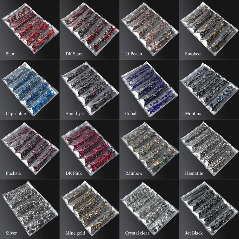 2000PCS Mix size Hotfix Rhinestone SS6-SS30 5 Sizes Separate Packing Flatback stones free shipping