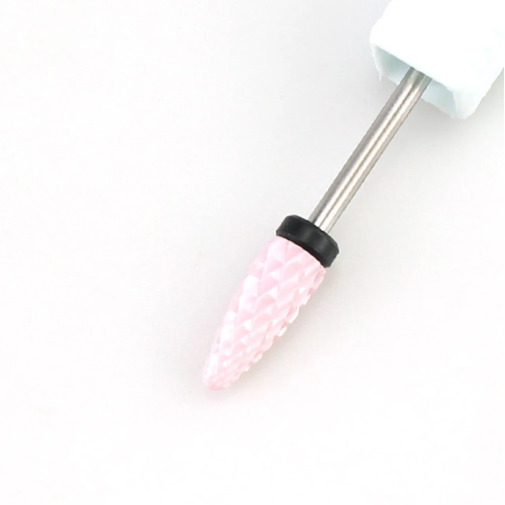 1pc Ceramic Nail Drill Pink Rotary Bits Bullet Shape Electric Manicure Machine Files Cuticle Clean Burr Gel Polish Remove Tools