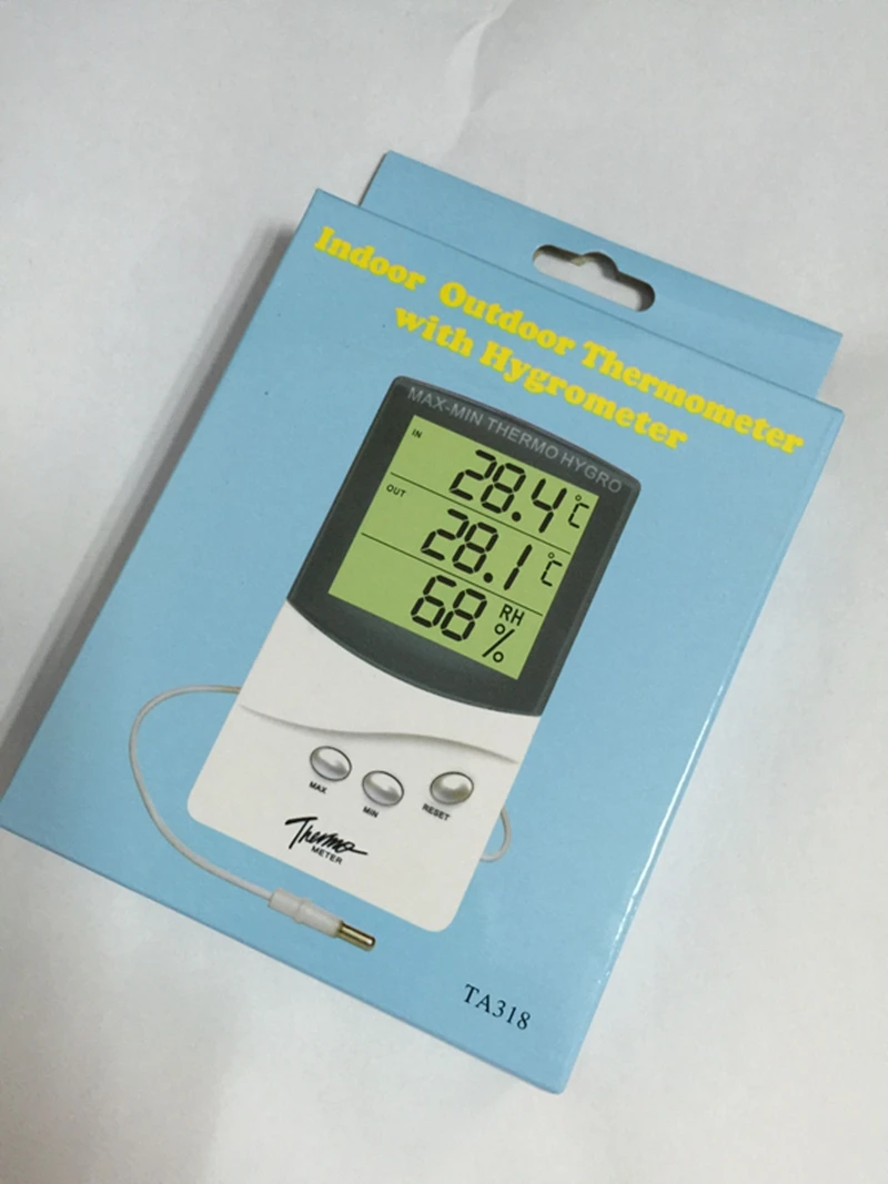 Digital LCD Indoor/Outdoor Thermometer Hygrometer MAX-MIN Thermo Temperature Humidity Meter Weather Station With Stand