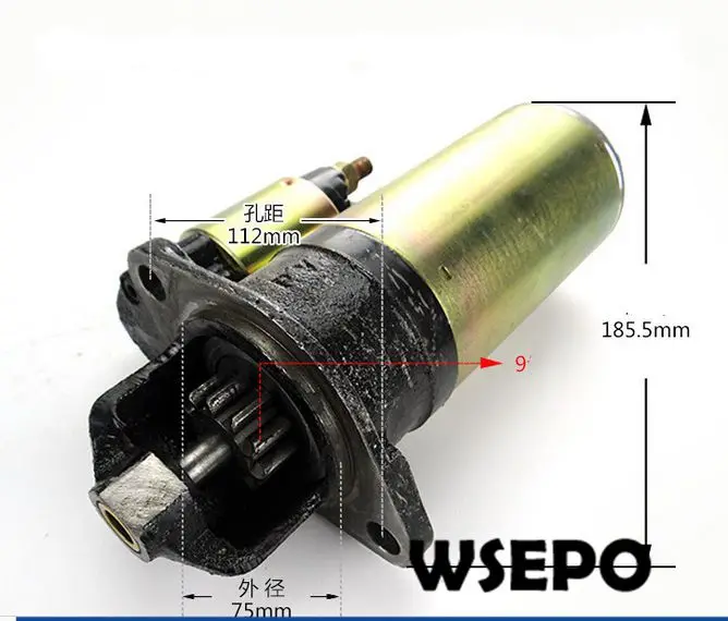 

OEM Quality! Electric Start Motor(9 Teeth Gear) for R185/R190 4 Stroke Small Water Cooled Diesel Engine