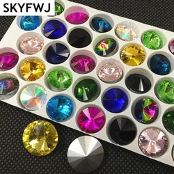 Tutti i Colori 6,8, 10,12, 14,16, 18mm RIVOLI CRISTALLO INDICÒ Strass Rotondo di Cristallo di Vetro fancy Pietra decorazione dell'indumento