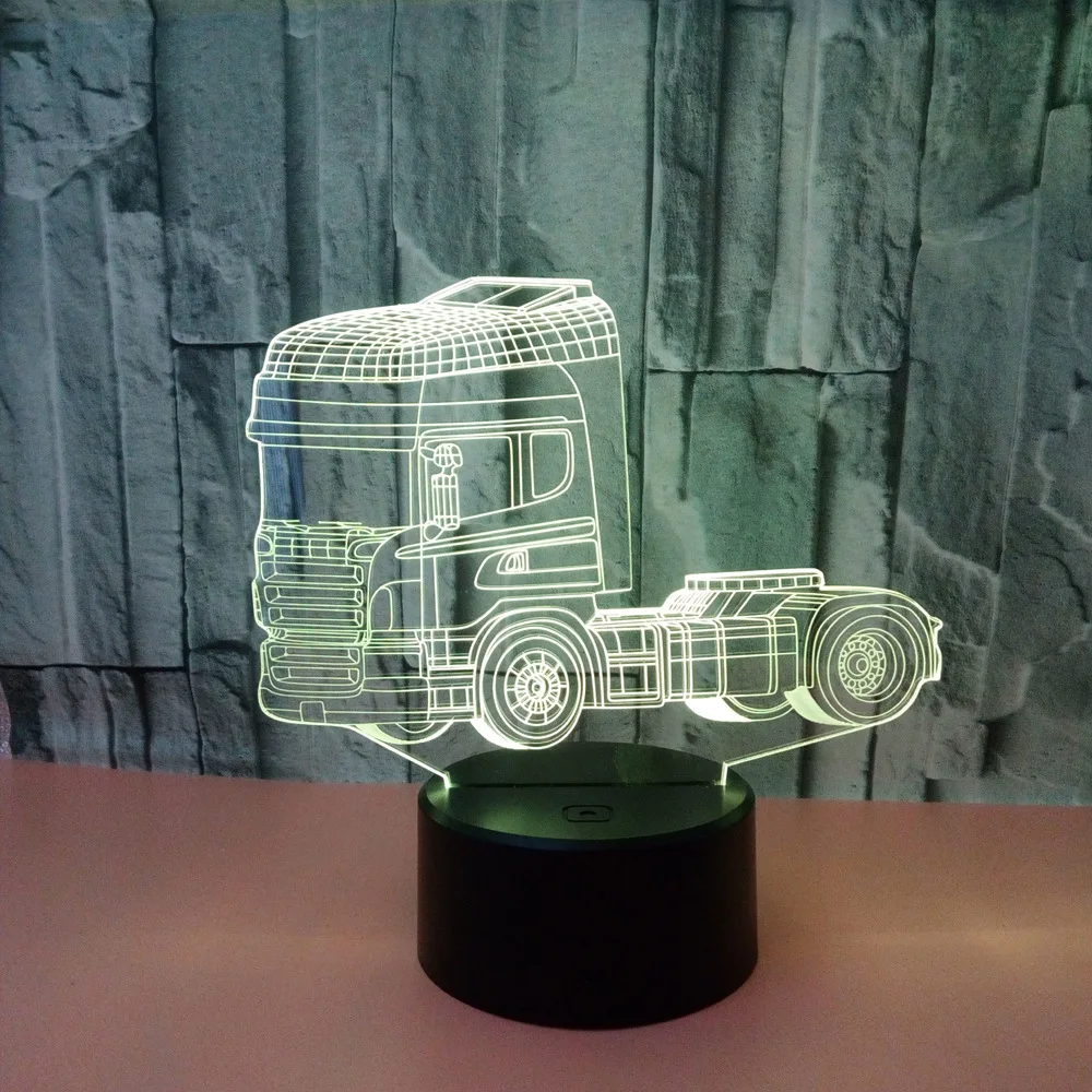 

New Creative Truck 3d Nightlight Acrylic Usb 3d Lamp Luminaria De Mesa Powerbank Led Usb Light Fixtures Kids Lamp