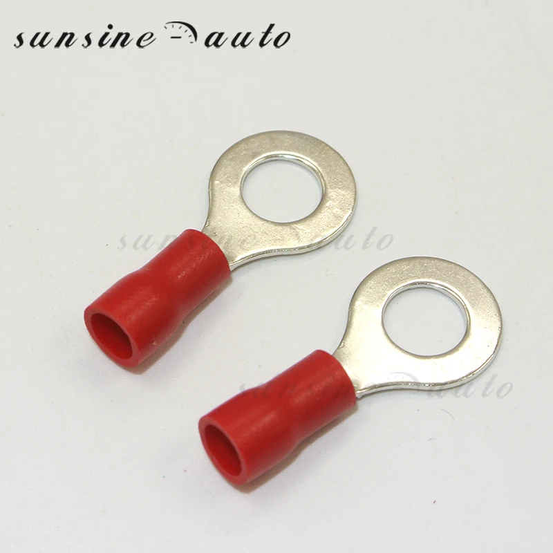 

1000PCS #4 #6 #8 #10 Car Ground Wire Ring Terminals Vinyl red 22-18AWG Connectors