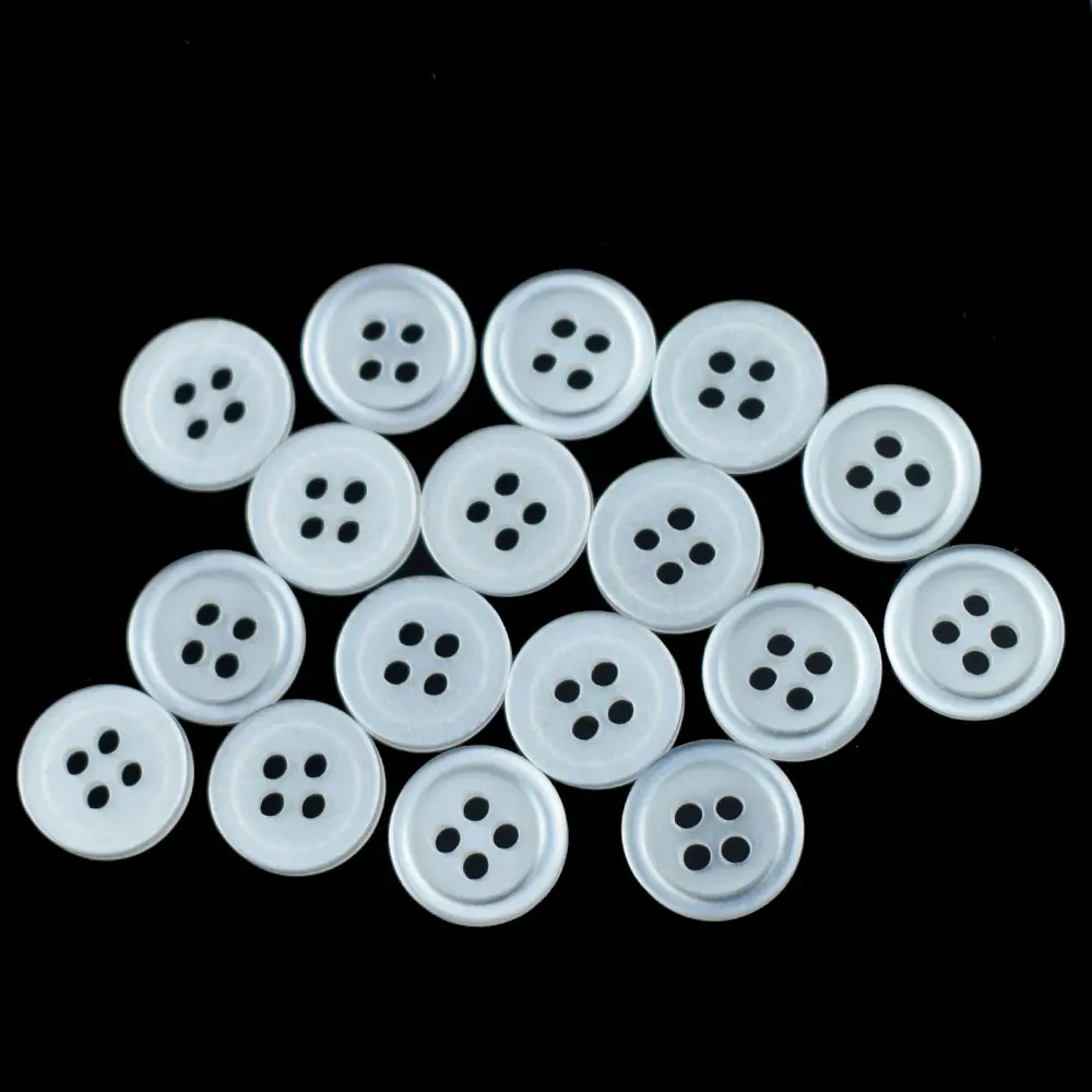 New White Color 4-Holes Button Shirt Buttons Sewing Accessories Flatback Plastic Buttons Shirt Buttons Apparel Decorative