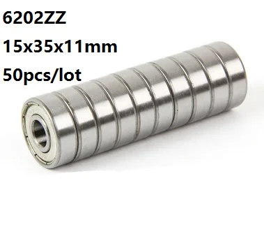 

50pcs/lot 6202ZZ 6202Z 6202 Z ZZ 15*35*11mm Double metal cover Deep Groove Ball bearing 15x35x11mm