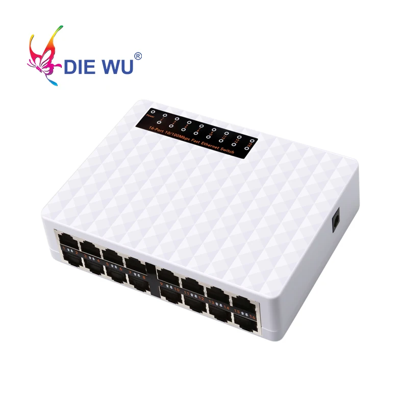 Imagem -06 - Diewu-switch Fast Ethernet Switch de Rede Rj45 Hub Switcher para pc Desktop 16 Portas 10 Mbps 100mbps