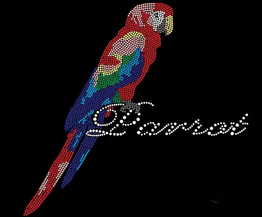 Colorful parrot  applique patches iron on transfer iron on rhinestone transfer designs hot fix rhinestone motif designs