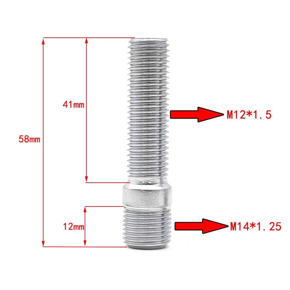 20PCS M14*1.25 TO M12*1.5 WHEEL STUD CONVERSION TALL LUG BOLTS TO STUDS 58MM  BX101108