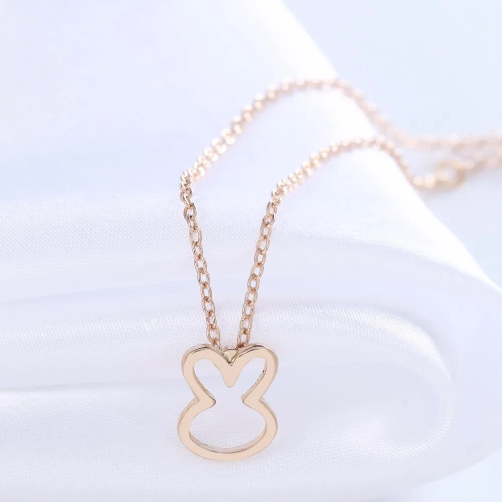 Chandler  Love Plated Cute Rabbit Bunny Pendant Necklaces For Women Lovely Animal Charms Chic colares longos com pingente