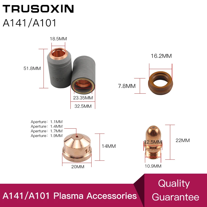 Non-original A141 Plasma Torch Consumables Kit 4pcs Cutting Electrode Nozzle Tip Shield PR0101 PD0101 PC0101 PE0101 CV0011