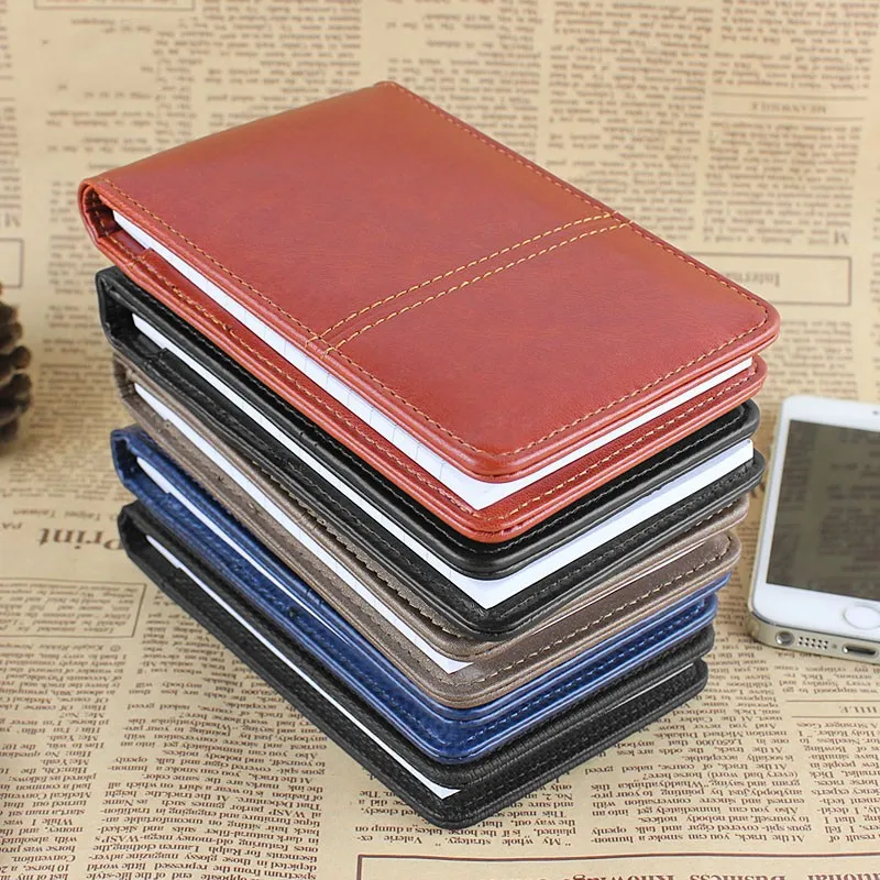 Business Pocket Notepad Leather Notebook Planner A7 Small Note Book With Pen and  Calculator Multifunction Office Stationery