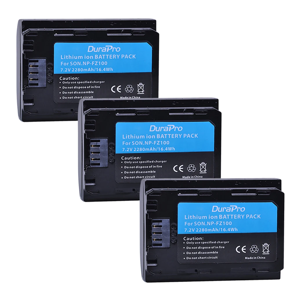 

3PC 2280mAH NP-FZ100 NP FZ100 Battery for Sony NP-FZ100, BC-QZ1 Alpha 9, A7RIII, ILCE-7RM3, a9, Sony A9R Sony Alpha 9 s Camera