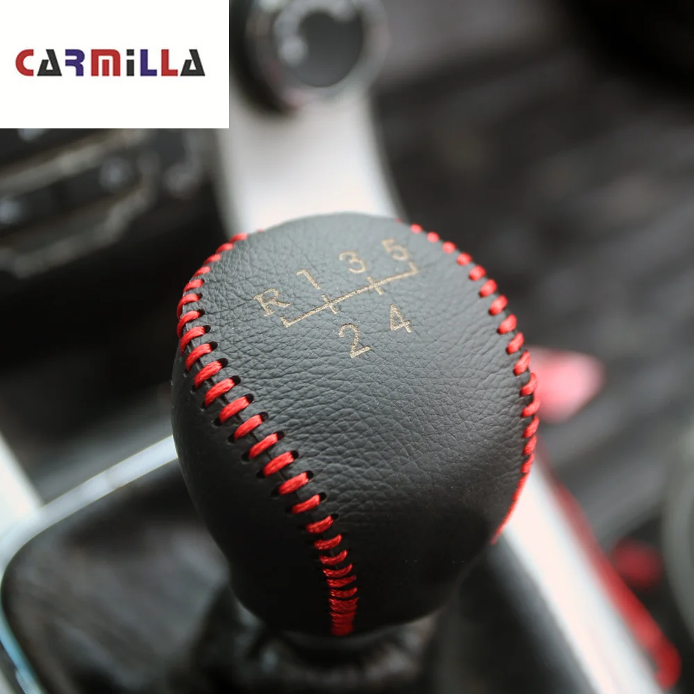 Carmilla Leather Car Gear Head Shift Knob Protection Cover MT Car Shift Collars Case Fit for Renault Kangoo 2004 Accessories