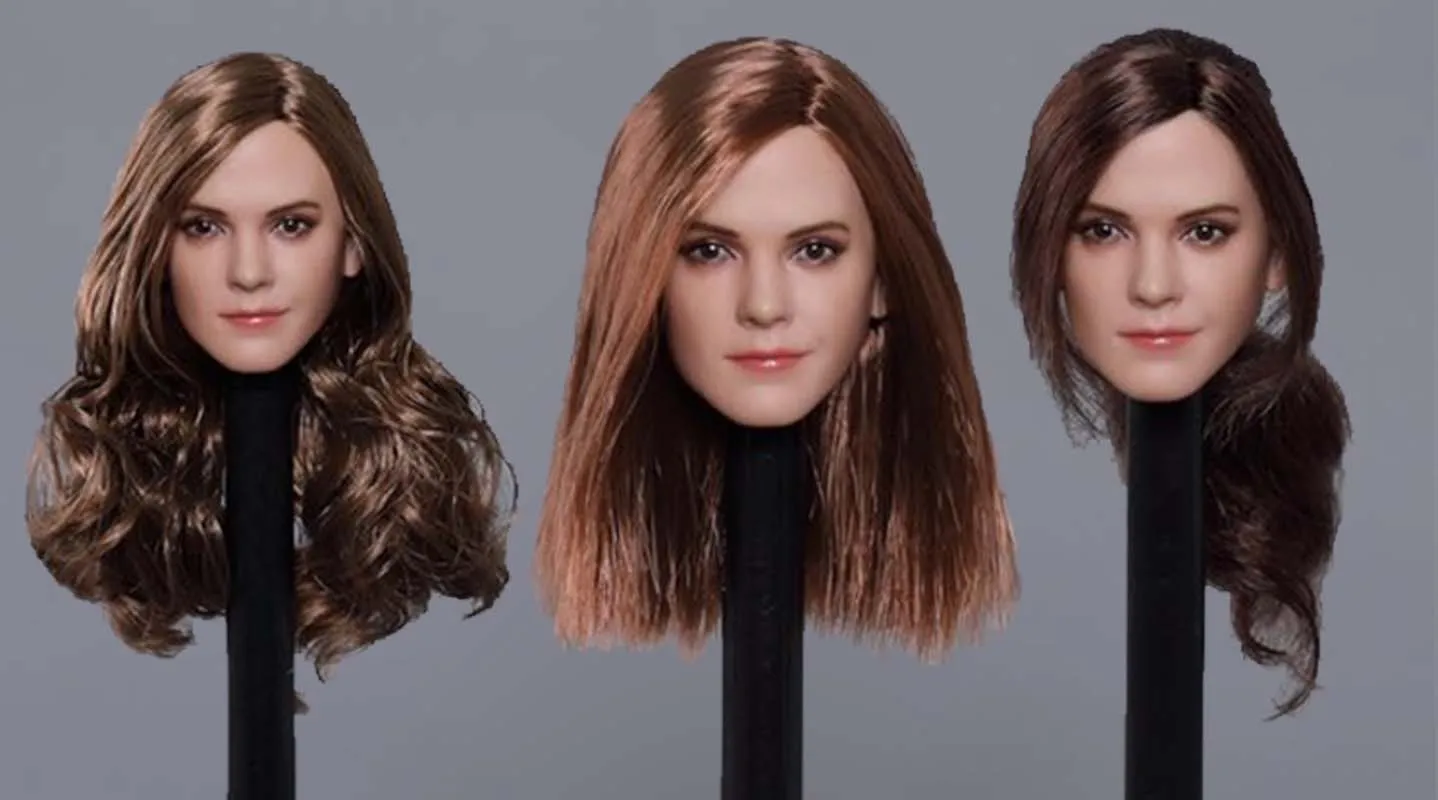 Custom 1/6 Scale Emma Watson Head Sculpt W Long Curls Hair Fit for 12 inches Phicen Tbleague JIAOUL Doll Femal body Toys