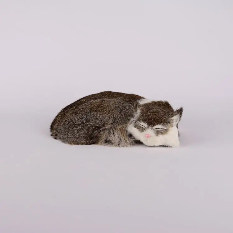 

khaki simulation cute cat plastic&fur sleeping cat model gift 27x6x20cm a97