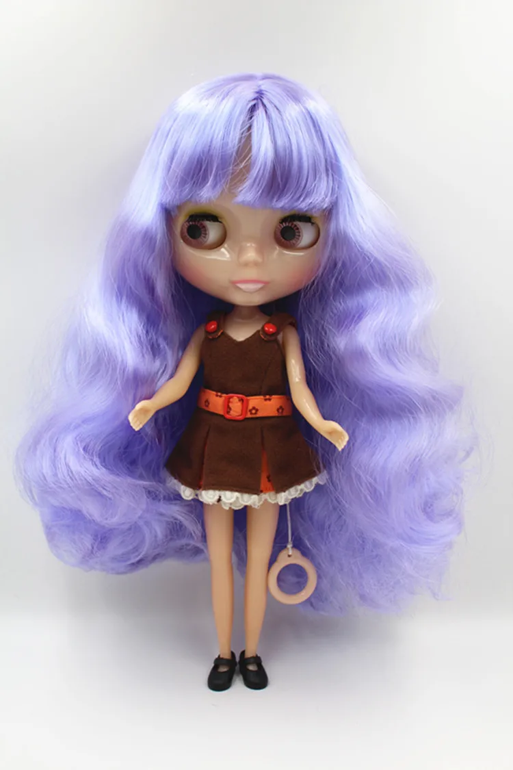 Blygirl Doll Violet curly hair bangs 30CM Doll 1/6 Blyth Doll body Fashion Can refit makeup Fashion doll White skin