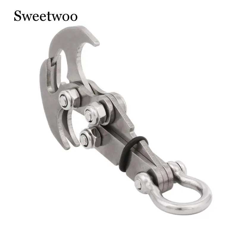 Stainless Steel Survival Folding Grappling Hook Multifunctional Outdoor Climbing Claw Carabiner Travel Rescue Tool Climbing Tool