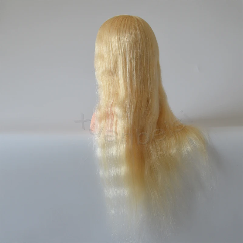 100% Natural Blonde Human Hair Training Head With Shoulder Great Quality Mannequin Head With 22 inch White Real Hair 613# Dummy