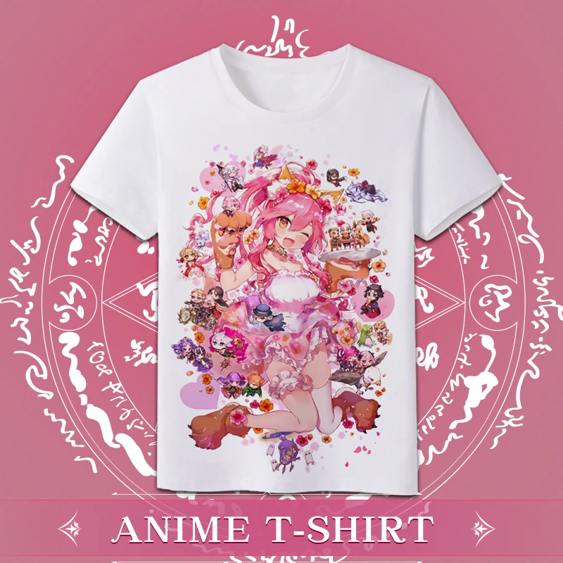 Anime JK Fate Grand Order FGO Caster Tamamo no Mae Cosplay Shirt Related Casual T-Shirt Tops Tee Women Men tshirt t shirt