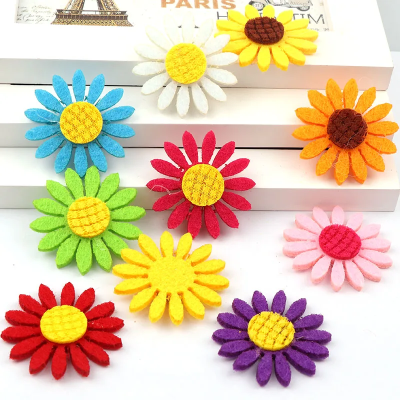 

10pcs 39mm Non-Woven Fabric Mixed Color Sunflower Felt Fabric Patch DIY Cloth Appliques/Craft Wedding Patches