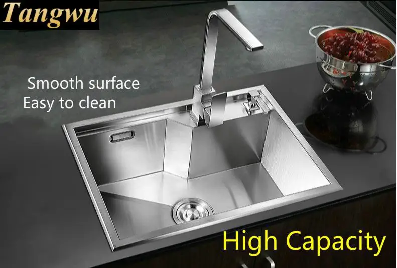 Free shipping Handmade vogue kitchen manual sink single trough vogue 304 stainless steel hot sell 60x43 CM