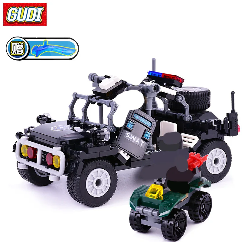 GUDI Blocks SWAT Command Center 566pcs Mini Bricks Assemble Building Blocks Set Toys For Children Gifts