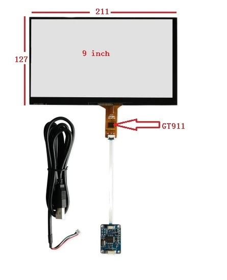 

9-inch 6 pin GT911 211*127 capacitive touch screen usb control card Windows 7 8 10 free drive, free delivery.