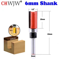 1 pz 6mm Gambo Modello Trim Cerniera Mortasatura Bit Router Etero end mill trimmer pulizia flush trim Tenon Cutter forWoodworking