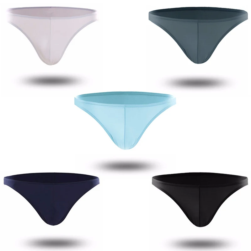 5Pcs\\lot Ice silk Sexy men\'s briefs underpants Plus Size Jockstrap ultra-thin Inderwear breathable L XL XXL XXXL man underwear