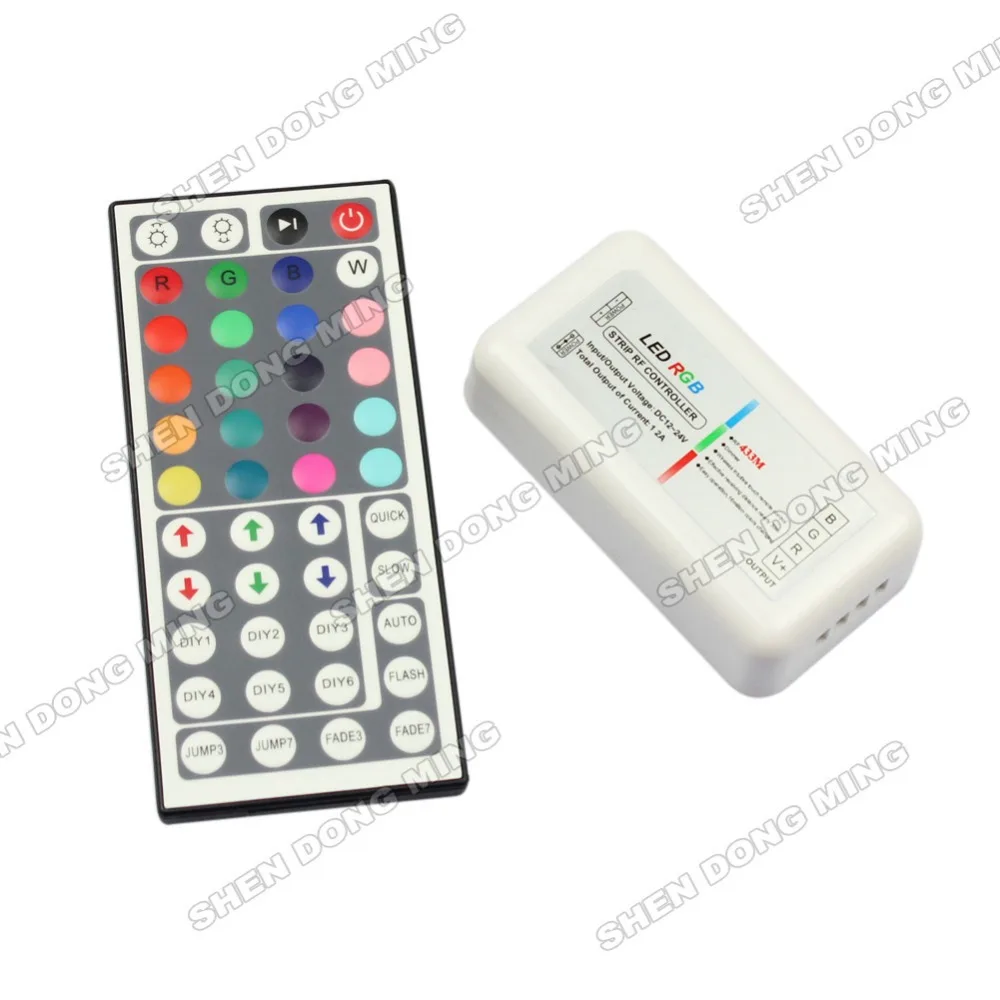 

Free Shipping 44 Keys LED RF RGB Controler IR Remote Dimmer Input DC12V-24V 12A For RGB SMD 3528 5050 LED Strip