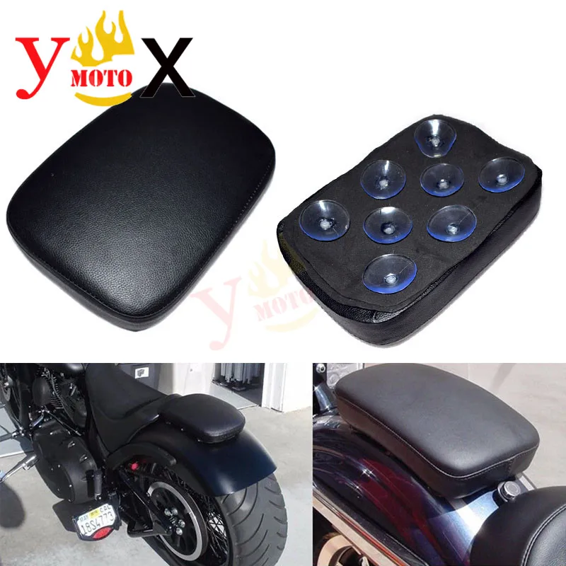 Motorcycle 8 Suction Cups Fender Pillion Passenger Pad Seat Cushion For Harley Sportster XL 883 1200 Dyna Honda Modified Cruiser