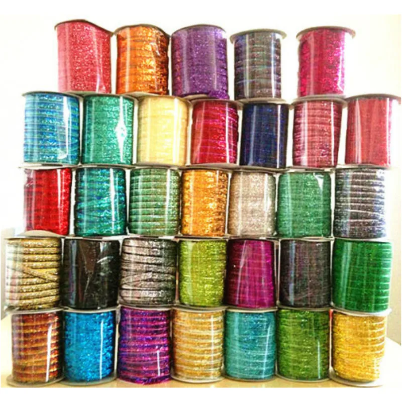 50Y/ROLLS 3/8inch 9-10MMSparkle Elastic Glitter ribbon metallic Velvet ribbon Headband LACE