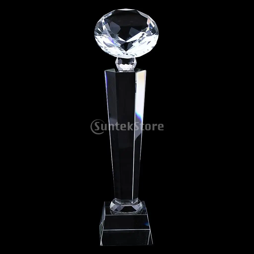 Crystal Quartz 29cm Diamond Tops Trophy Award for Soprts Competition Winner