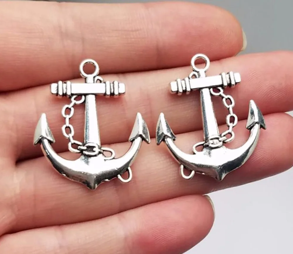 10 sztuk/partia-30x27mm srebrny złoty brąz Plated kotwica Charms wisiorek dla DIY brelok dostaw biżuteria dokonywanie ustalenia akcesoria