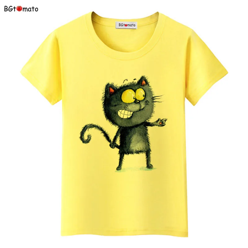 

New arrival lovely black cat cute t shirt woman's popular style Casual shirt Brand good quality funny shirt