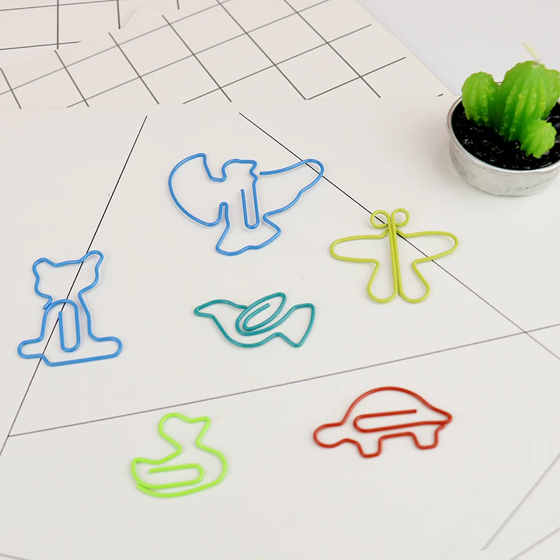 TUTU 30pcs/lot Cute Cartoon Animal Shape Paper Clips Creative Interesting Bookmark Clip Memo Clip Shaped Paper Clips H0006