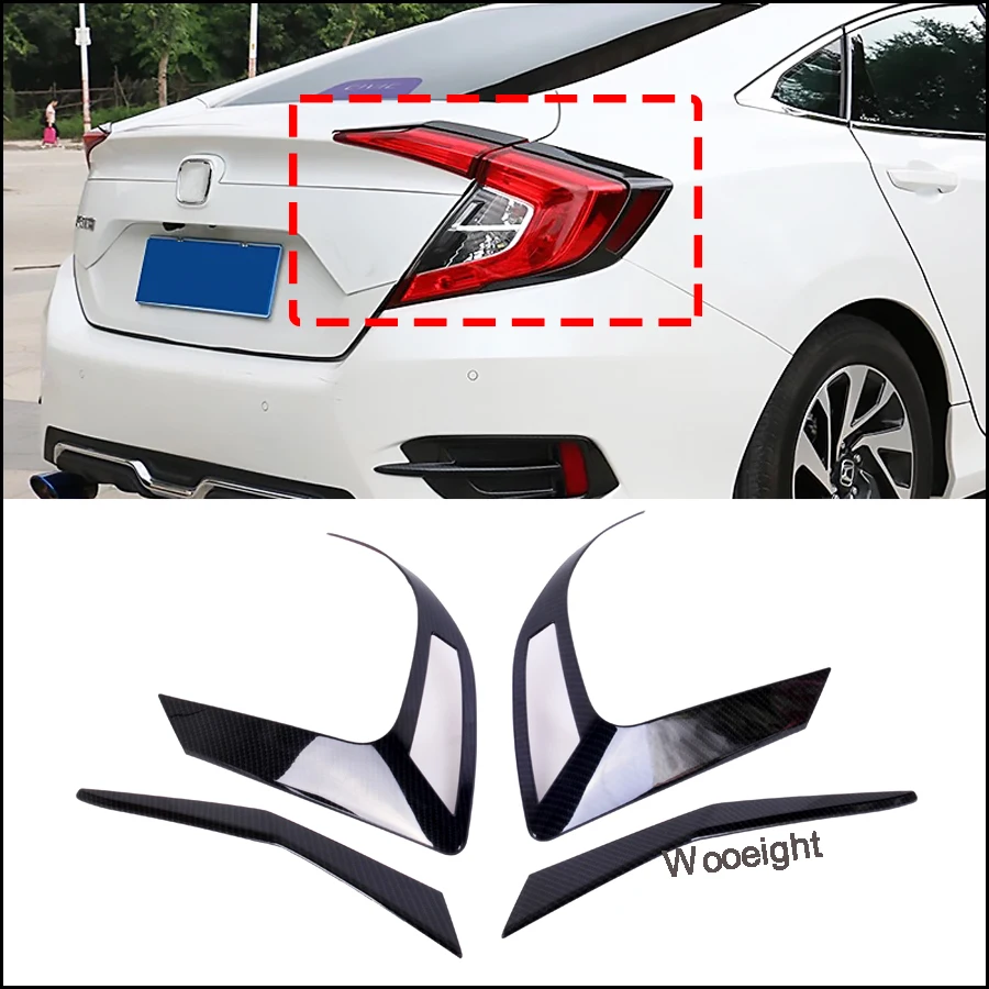 Wooeight 1Set Car Rear Tail Light lamp Eyebrow Protector Strip Frame Cover Trim For Honda for Civic 10th Sedan Coupe 2016-2020