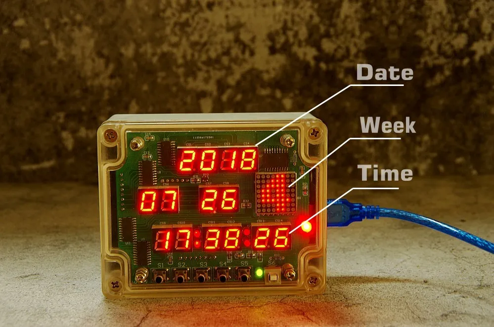 Multi function digital tube 14 LED dot matrix electronic clock diy kit soldering kit electric