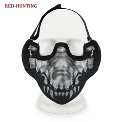 Maschera a rete mezza faccia maschera tattica pieghevole in rete con protezione per le orecchie per pistola BB Paintball per giochi CS di caccia Paintball