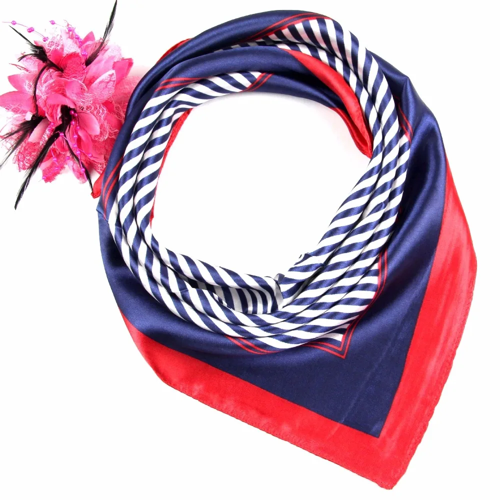 Lenço de seda feminino, toalha quadrada pequena de seda para primavera e verão de 50.50cm